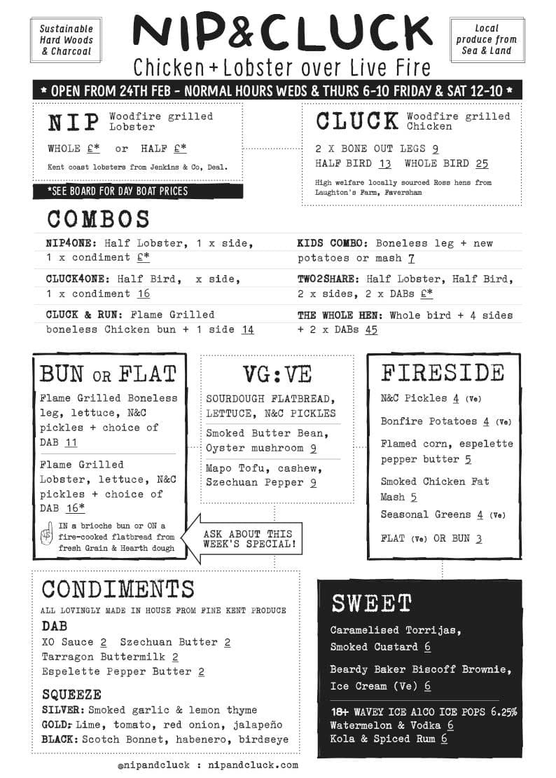 Nip & Cluck Menu